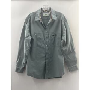 Bushlan Men’s Long Sleeve Button Front Vintage (89) Hunting Shirt Green Large